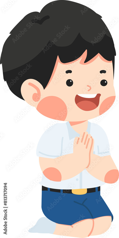 student boy Praying Sitting on the Floor student boy Praying Sitting on the Floor