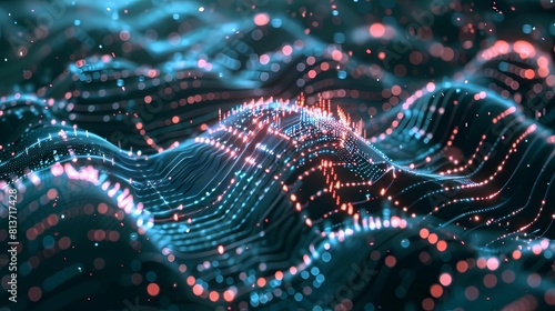 3d rendering of abstract digital waves with depth of field and bokeh, Generative AI illustrations.