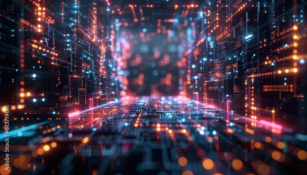 Abstract digital technology background with glowing circuits and lines. Abstract digital technology background with glowing circuits and lines.