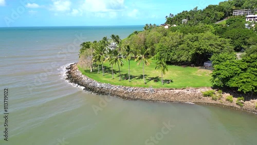 Drone View Port Douglas Rex Smeal Park and city centre. North Queensland Australia.  photo