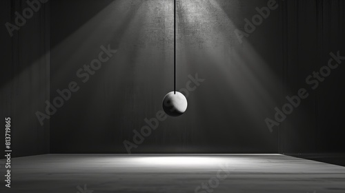 essence of time through a solitary, perfectly balanced pendulum suspended within a void. photo