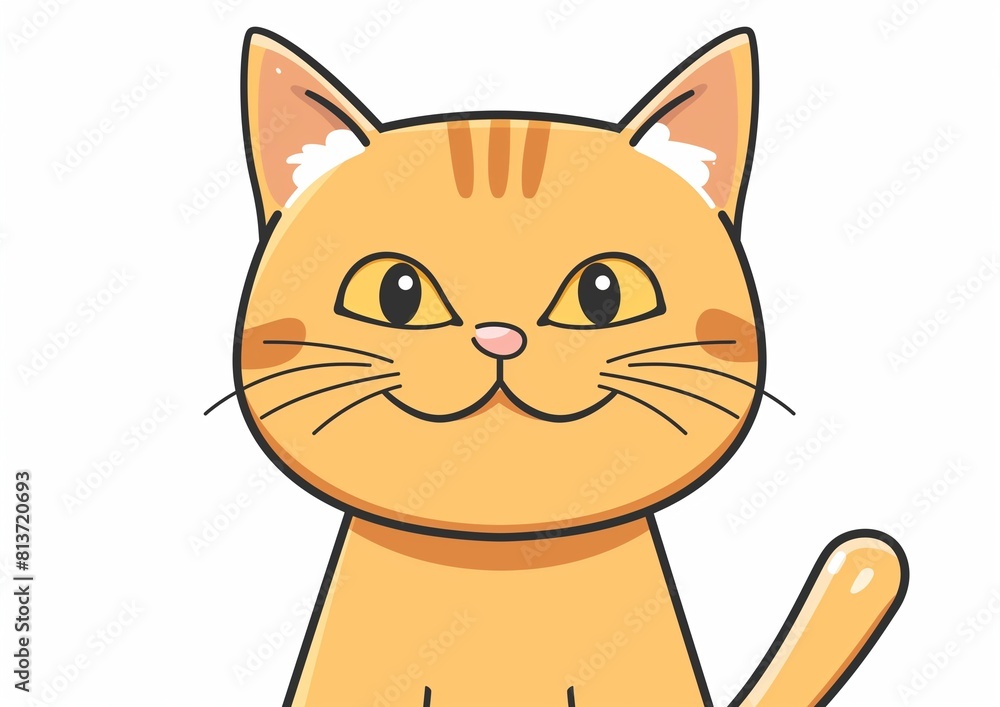 Cute Orange Tabby Cat Cartoon Illustration on White Background Stock ...
