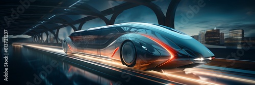 A futuristic hyperloop pod traveling at high speed