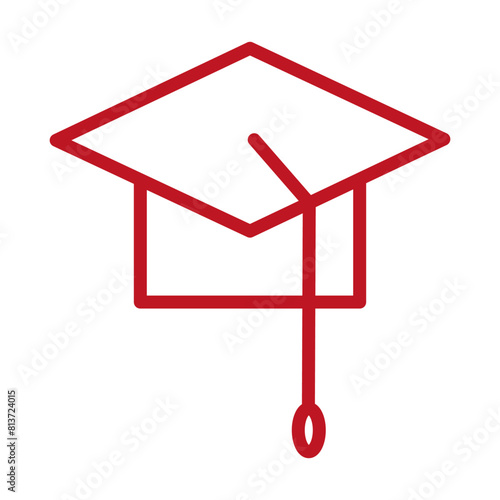 
Illustration depicting academician's blue master's cap icons on a white background. Education and studies