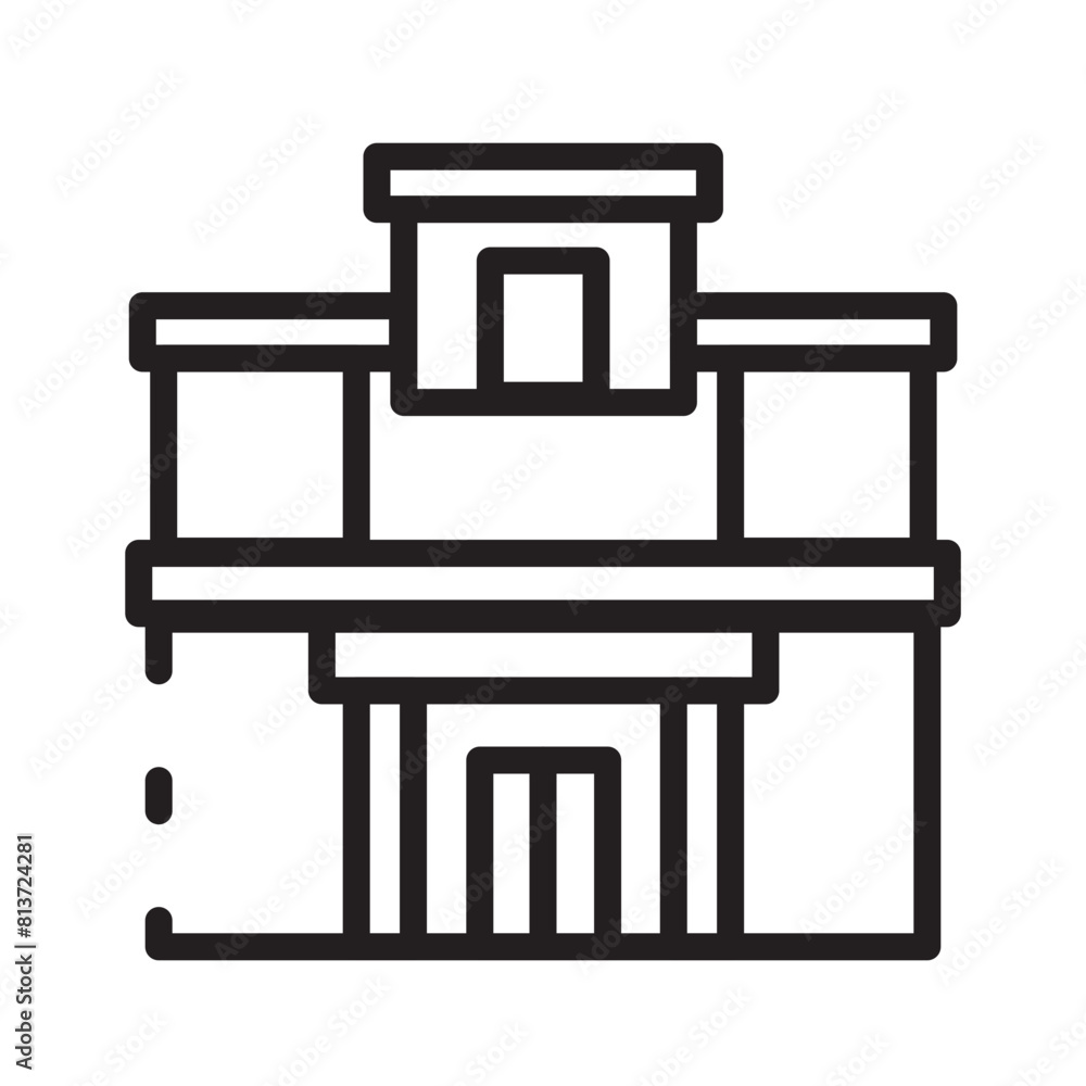 Bank Buildings Finance Line Icon Bank Buildings Finance Line Icon