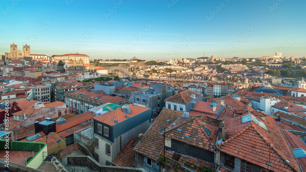Sunset time, shadow covering Douro riverside with the Dom Luiz bridge timelapse, Porto , Portugal. Sunset time, shadow covering Douro riverside with the Dom Luiz bridge timelapse, Porto , Portugal.