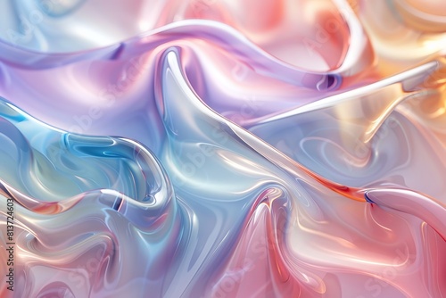 Wallpaper Mural Abstract background with iridescent glass or multi-colored silk. Unusual background for a computer or banner for a website. Blue, pink and yellow shimmer into each other in waves. Torontodigital.ca