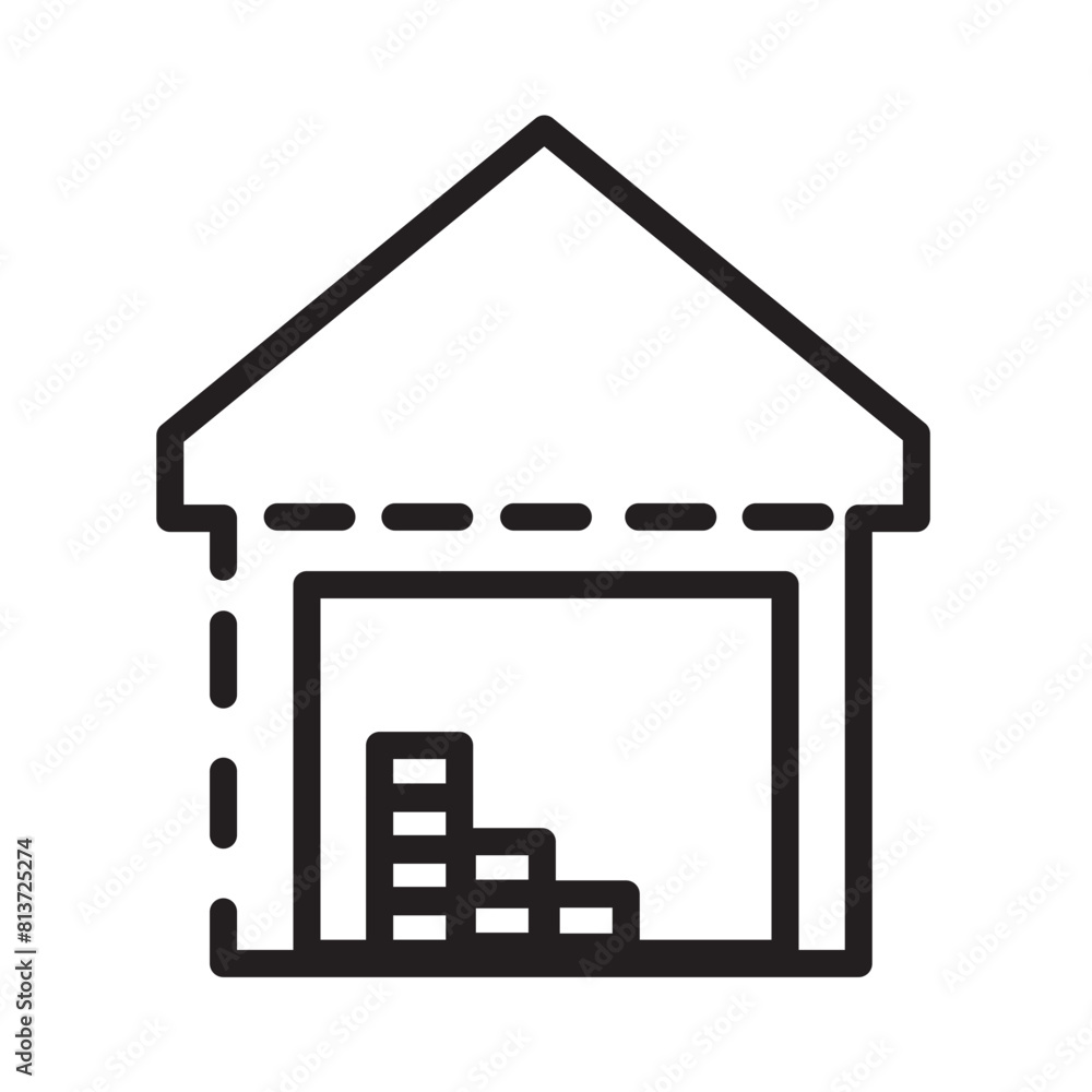 Storage Warehouse Home Line Icon Storage Warehouse Home Line Icon