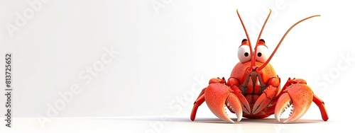 cartoon lobster on a white background. Selective focus photo