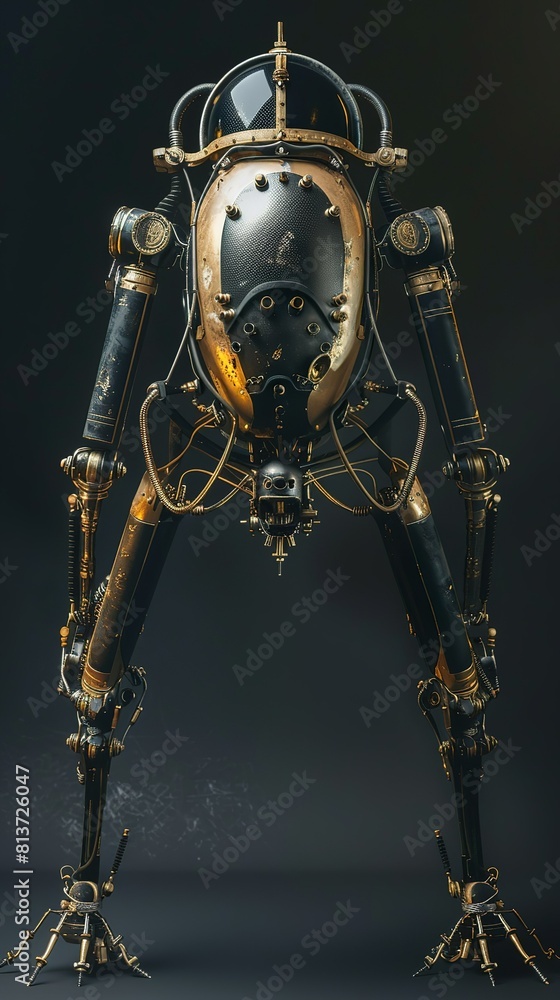 Retro sci-fi alien diver spider robot full body sculpture Retro sci-fi alien diver spider robot full body sculpture