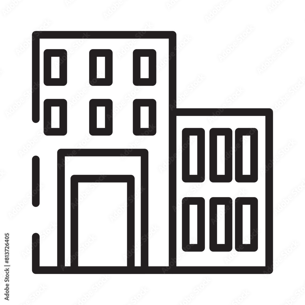 Building Flats Skyscrape Line Icon Building Flats Skyscrape Line Icon