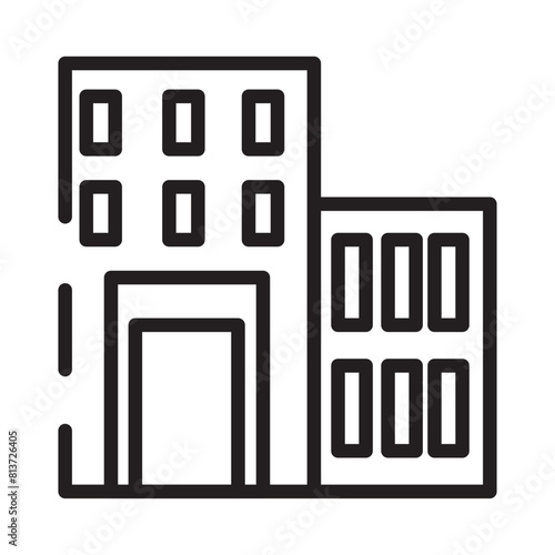 Building Flats Skyscrape Line Icon
