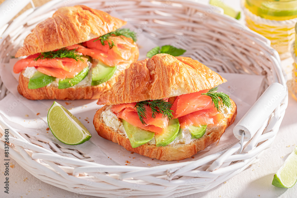 Healthy and homemade french croissant in spring morning. Healthy and homemade french croissant in spring morning.