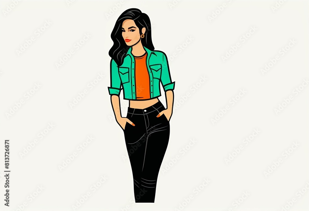 Empowering Woman with Armband: Vector Illustration in Modern Flat Style Empowering Woman with Armband: Vector Illustration in Modern Flat Style