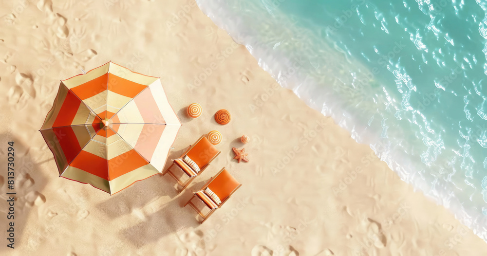 Naklejka premium summer camp beach top view