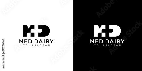 MD letter medicine Logo Design Vector Template. Abstract Alphabet MD with cross logo Illustration