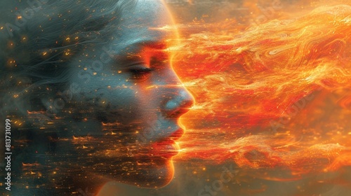 Human Fusion Concept Art Stock Image