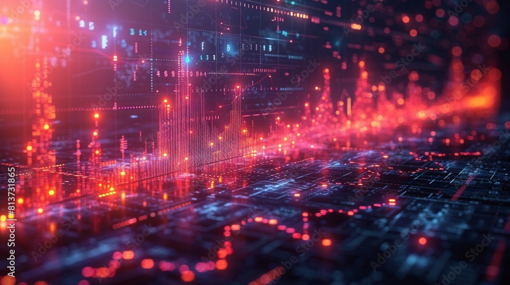 Fototapeta premium Analytical Style Abstract glowing Financial Chart Stock Image