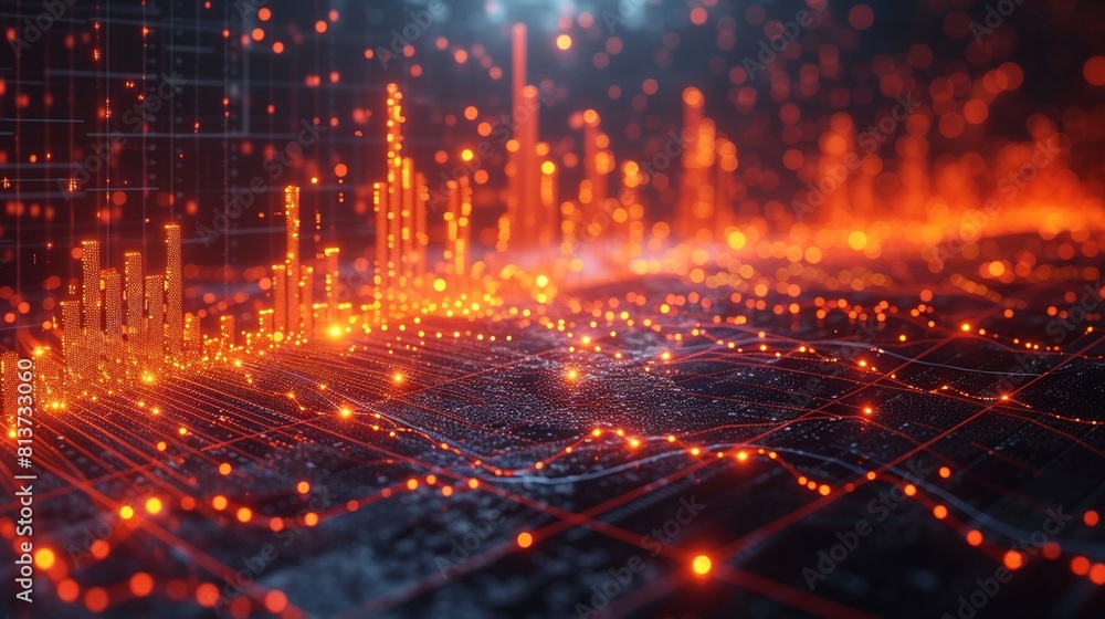 Fototapeta premium Analytical Style Abstract glowing Financial Chart Stock Image