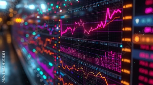 Analytical Style Abstract glowing Financial Chart Stock Image