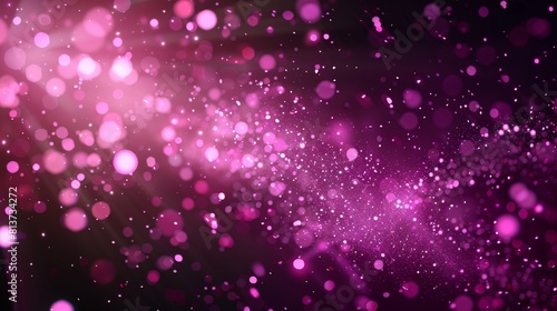 The image shows a burst of pink light sparking against a transparent background. Modern illustration of real fireflies with magic power effects  and an overlay pattern of confetti bokeh.
