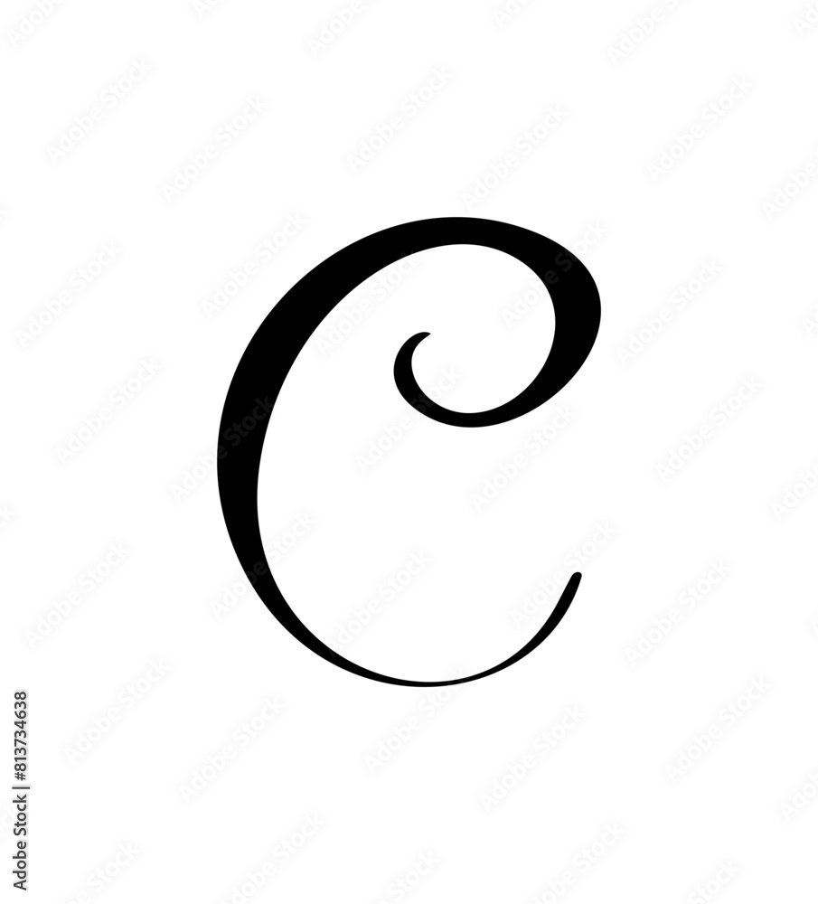 Hand drawn vector calligraphy letter C. Script font logo. Handwritten brush style flourish Hand drawn vector calligraphy letter C. Script font logo. Handwritten brush style flourish
