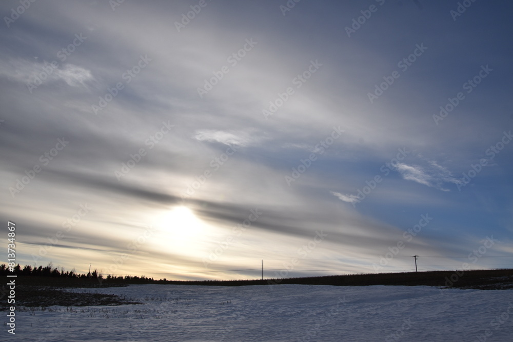 A field under a winter sky, Sainte-Apolline, Québec, Canada