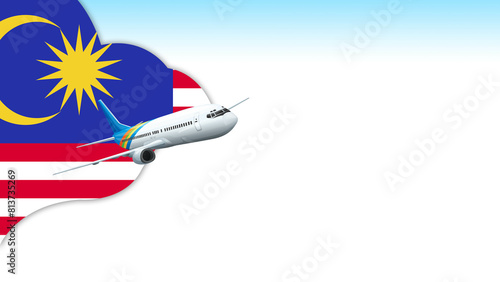 3d illustration plane with Malaysia flag background for business and travel design
