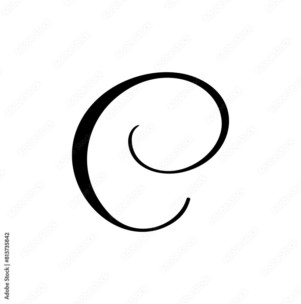 Hand drawn vector calligraphy letter C. Script font logo. Handwritten brush style flourish Hand drawn vector calligraphy letter C. Script font logo. Handwritten brush style flourish