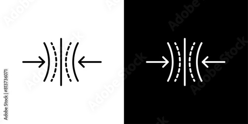Compress icon set. Pressure vector symbol. Compact and push sign. Elastic symbol. Shock absorption icon. photo