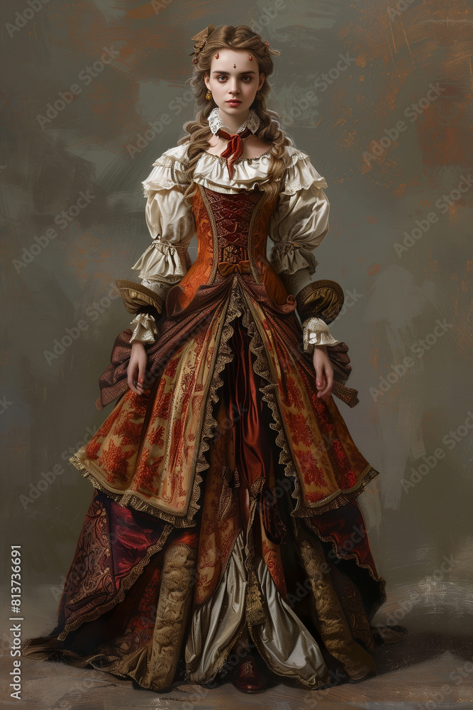 Medieval fashion. Victorian style clothes woman portrait