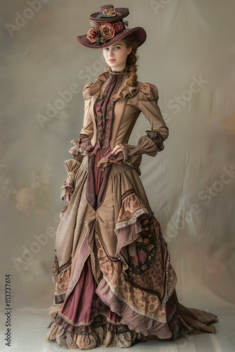 Medieval fashion. Victorian style clothes woman portrait	