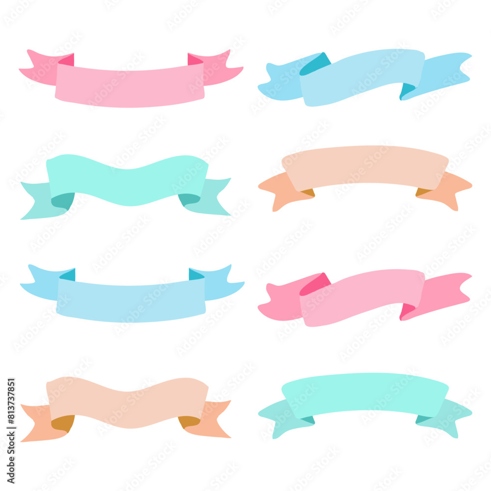 Set of ribbon for banner. Collection of vector ribbons in flat style. Set of ribbon for banner. Collection of vector ribbons in flat style.