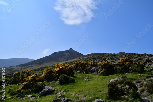 Comeragh mountain landscape with blue sky, Coumshingaun Lough, Kilclooney, County Waterford, Ireland photo