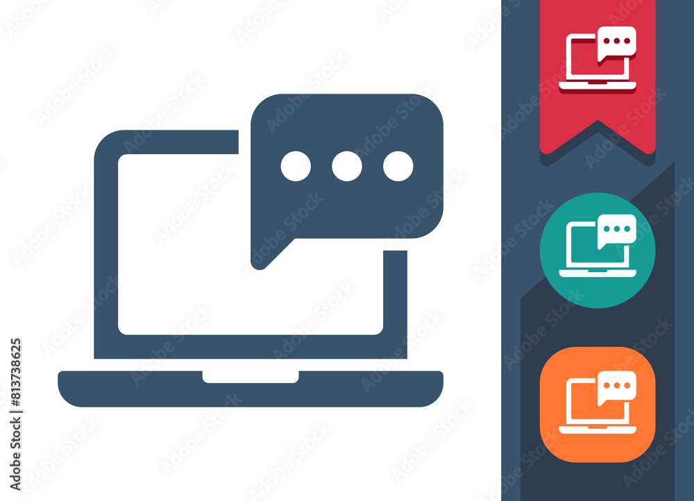 Laptop Icon. Computer, Chat Bubble, Speech Bubble, Instant Messaging, Message Laptop Icon. Computer, Chat Bubble, Speech Bubble, Instant Messaging, Message