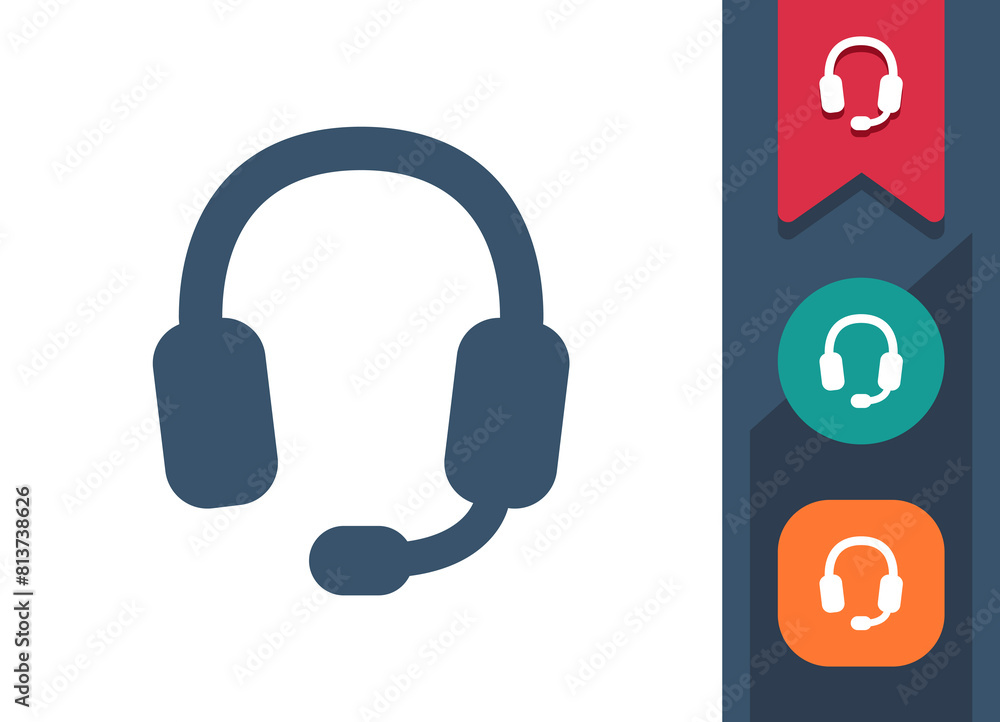 Headset Icon. Headphones, Microphone, Gaming Headset, Call Center, Customer Service Headset Icon. Headphones, Microphone, Gaming Headset, Call Center, Customer Service