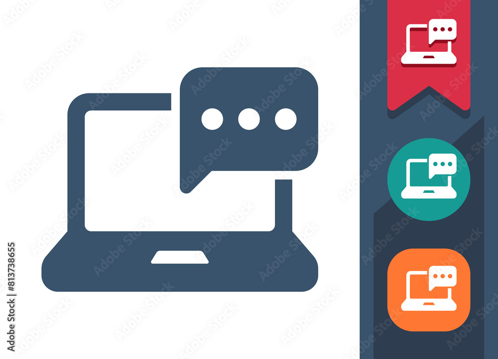 Laptop Icon. Computer, Chat Bubble, Speech Bubble, Instant Messaging, Message Laptop Icon. Computer, Chat Bubble, Speech Bubble, Instant Messaging, Message