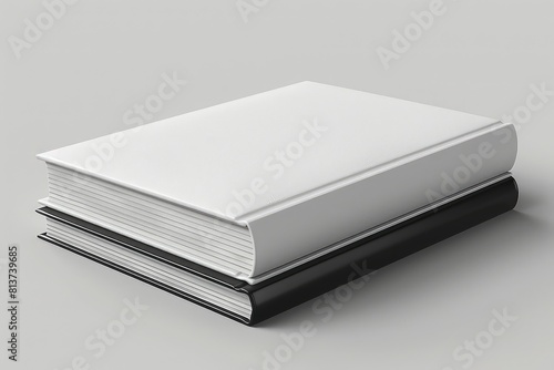 Black and white blank book cover on grey background © Zainab