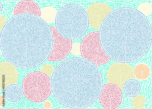 タイル模様の抽象的な背景　カラフルな円形　和柄
