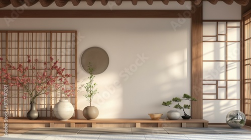 Modern oriental style  simple Hanok house interior