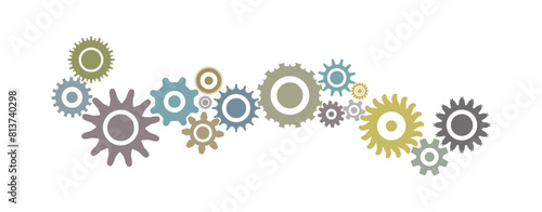 Metal color round business cogwheels set vector graphic. Gears set illustration to use for technology, business, mechanics and engineering projects.
