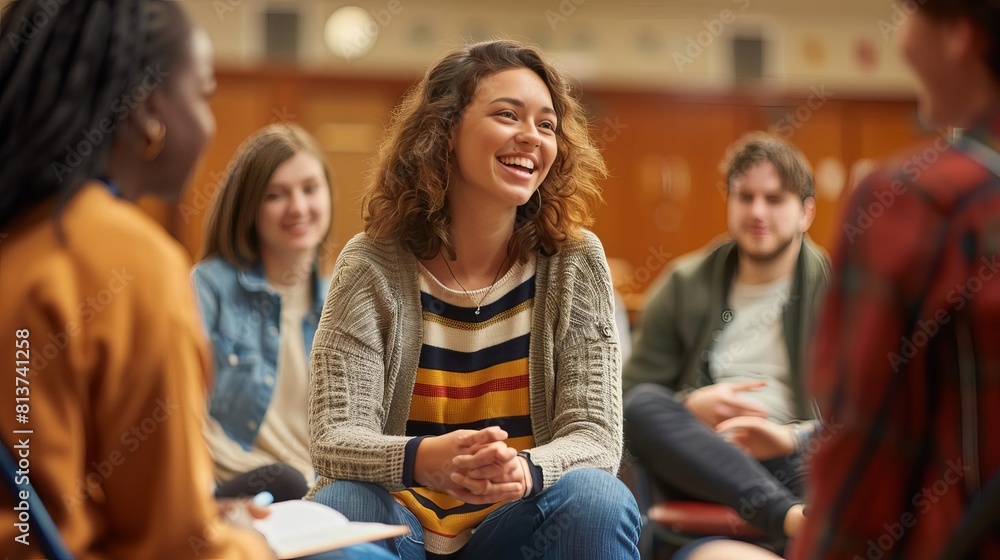 Preparing for a group presentation or skit in a lively discussion Preparing for a group presentation or skit in a lively discussion