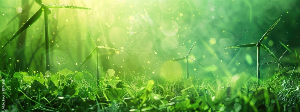 Fototapeta premium concept of nature conservation windmill energy from the air. Selective focus
