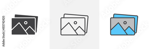 Gallery Icon Set. Vector Icons for Photo Album and Media Catalog.