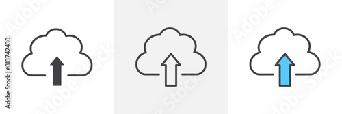 Cloud Upload Icon Set. Vector Icons for Cloud Data Storage Server.