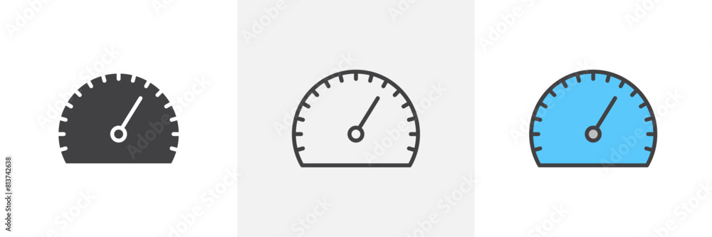 Tachometer Icon Set. Vector Icons for Car Speed and Pressure Meters. Tachometer Icon Set. Vector Icons for Car Speed and Pressure Meters.
