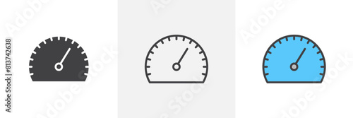 Tachometer Icon Set. Vector Icons for Car Speed and Pressure Meters.