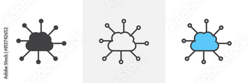 Network cloud icon set. Icons for internet technology and cloud APIs.