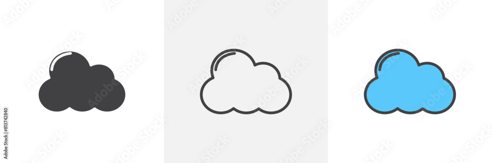 Clouds icon set. Weather forecast icons for cloudy conditions. Clouds icon set. Weather forecast icons for cloudy conditions.
