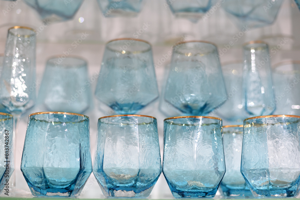 Dishes shop. Beautiful glasses and cups Dishes shop. Beautiful glasses and cups